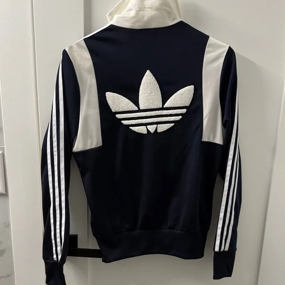 Adidas Navy and White Track Jacket - Picture 2 of 5